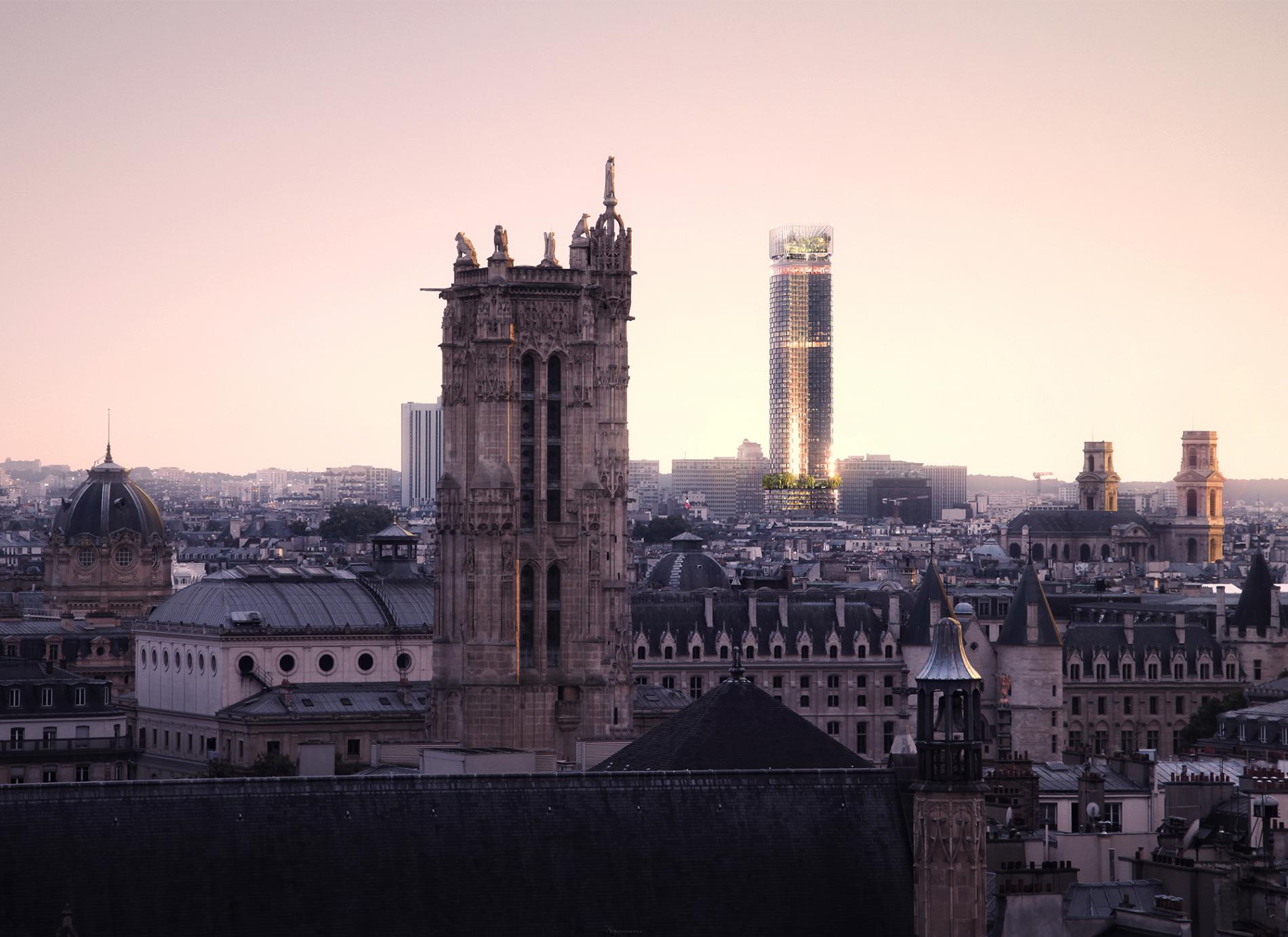 La Tour Montparnasse depuis le toit du Centre Pompidou. VUE DEPUIS LE TOIT DU CENTRE POMPIDOU