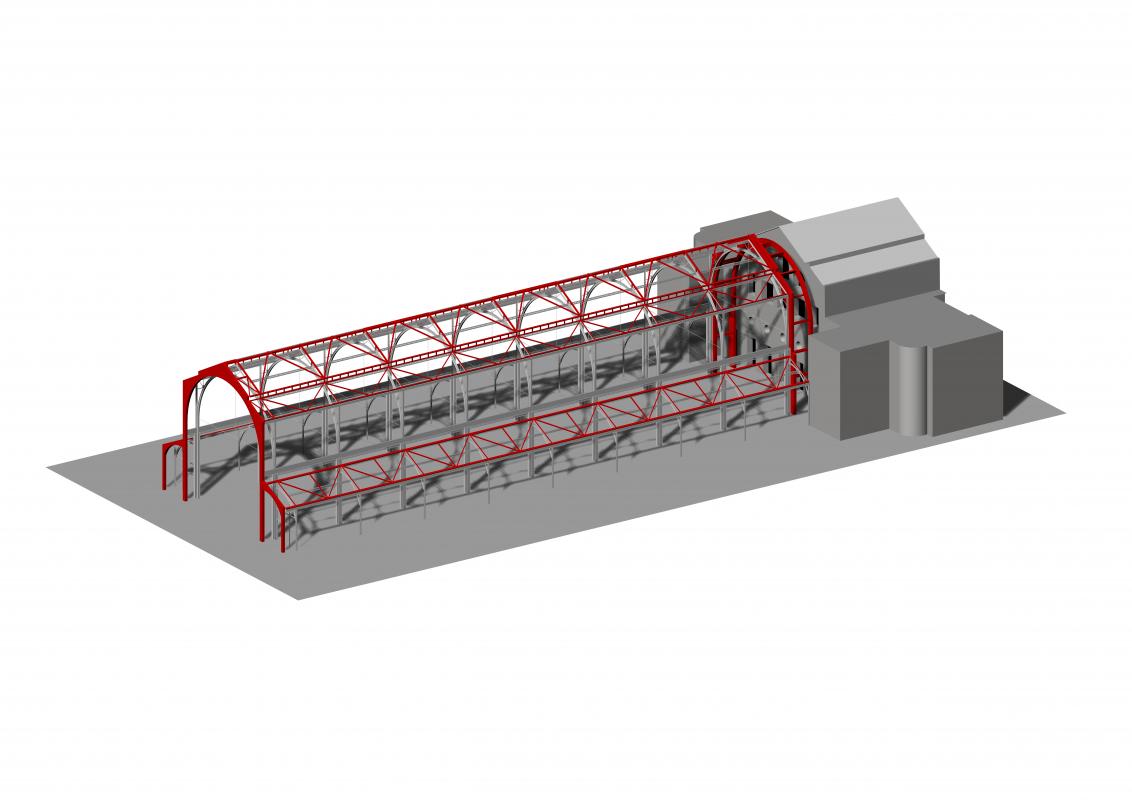 Modélisation de la structure de la halle.