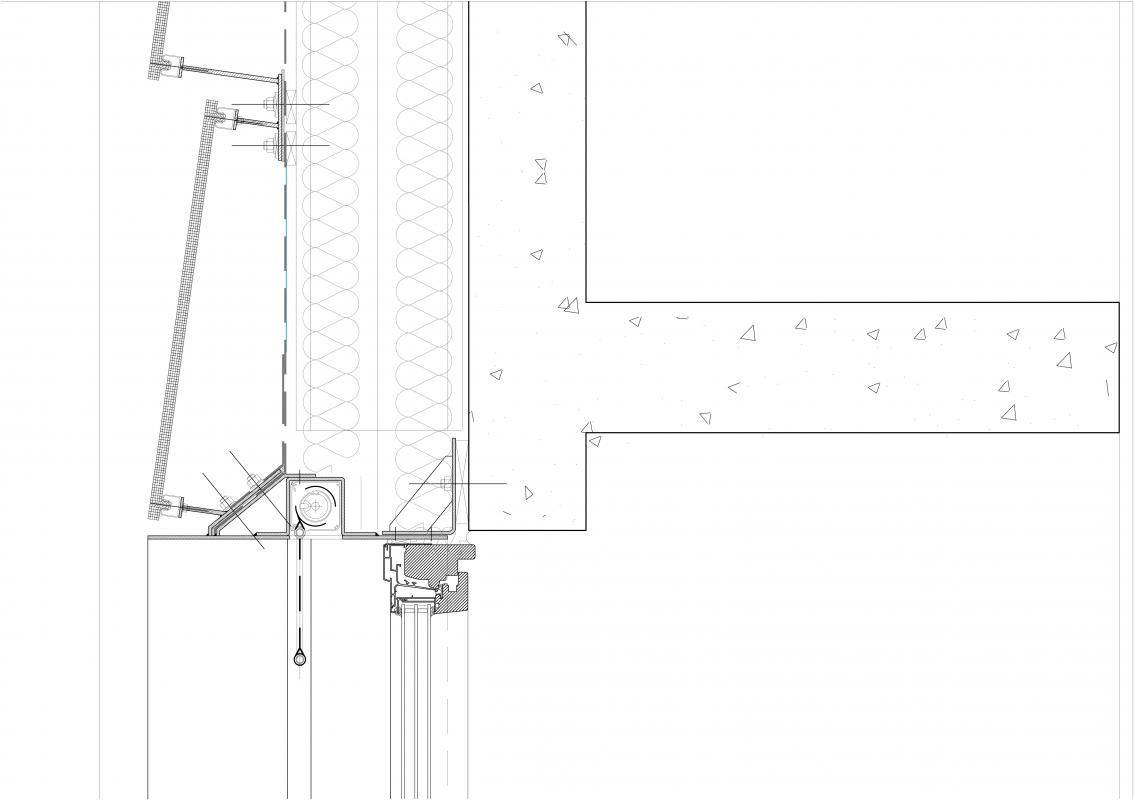 Coupe verticale de la façade.