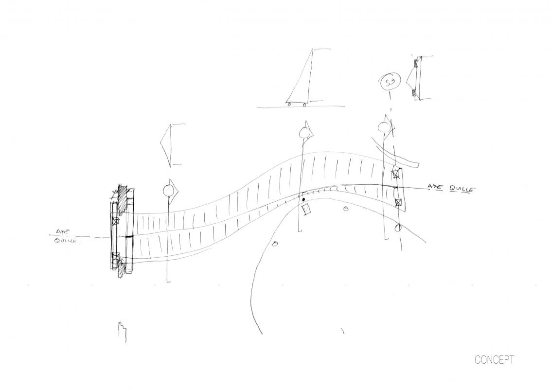 Croquis du concept de la passerelle.