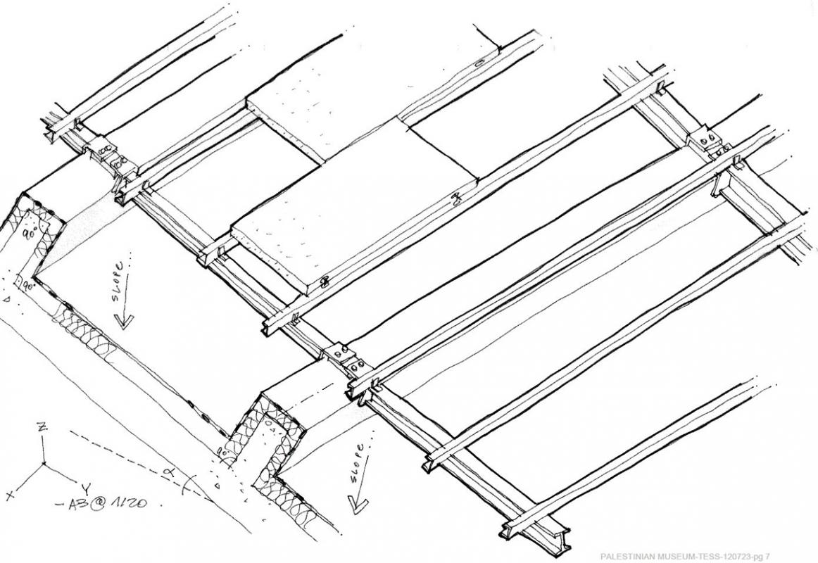 Croquis de principe de pose du bardage en pierre.