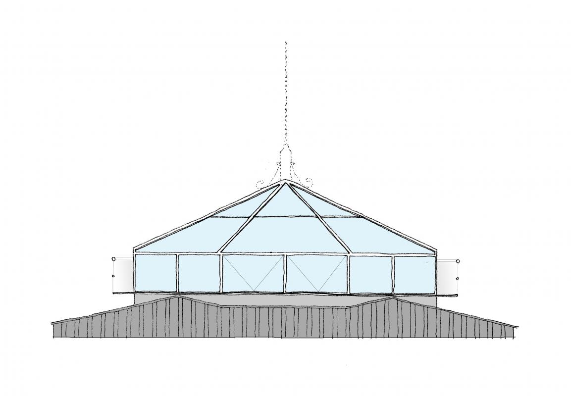 Croquis en élévation de la verrière.