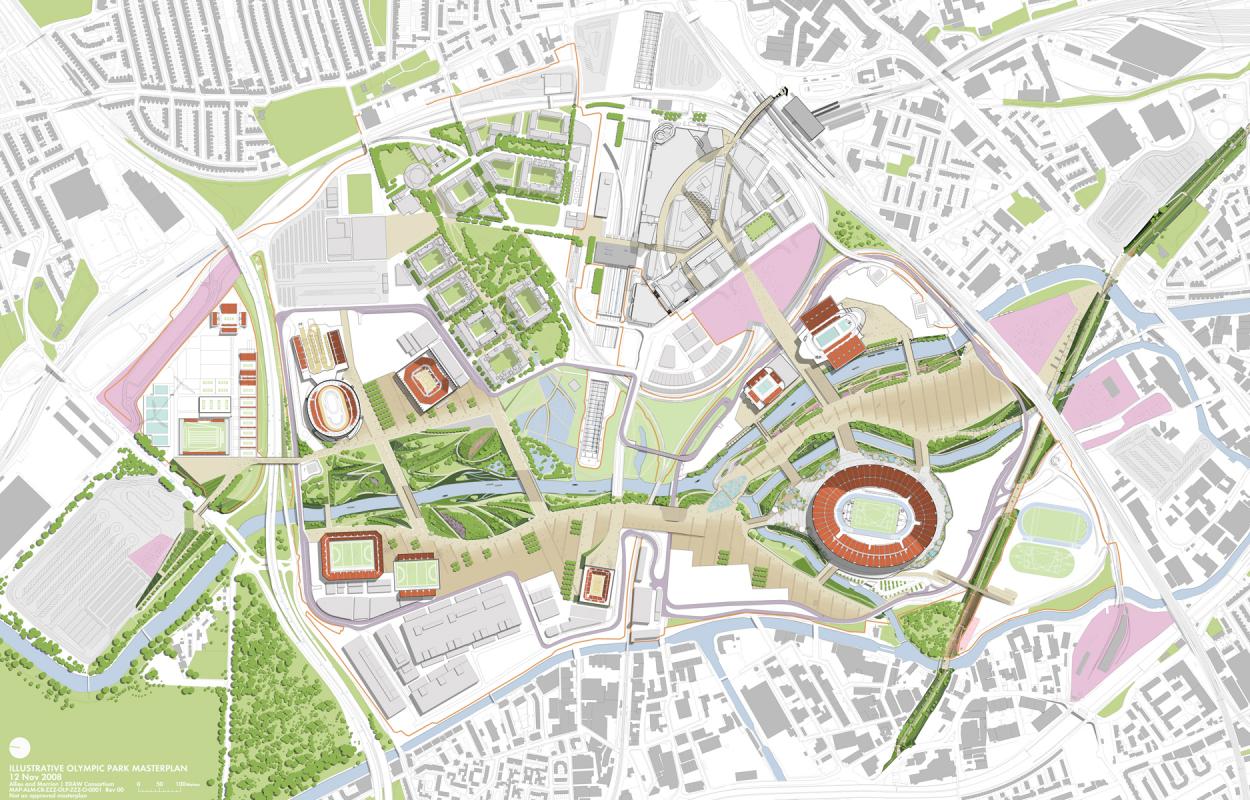 Plan masse du Parc Olympique des JO de 2012 à Londres.