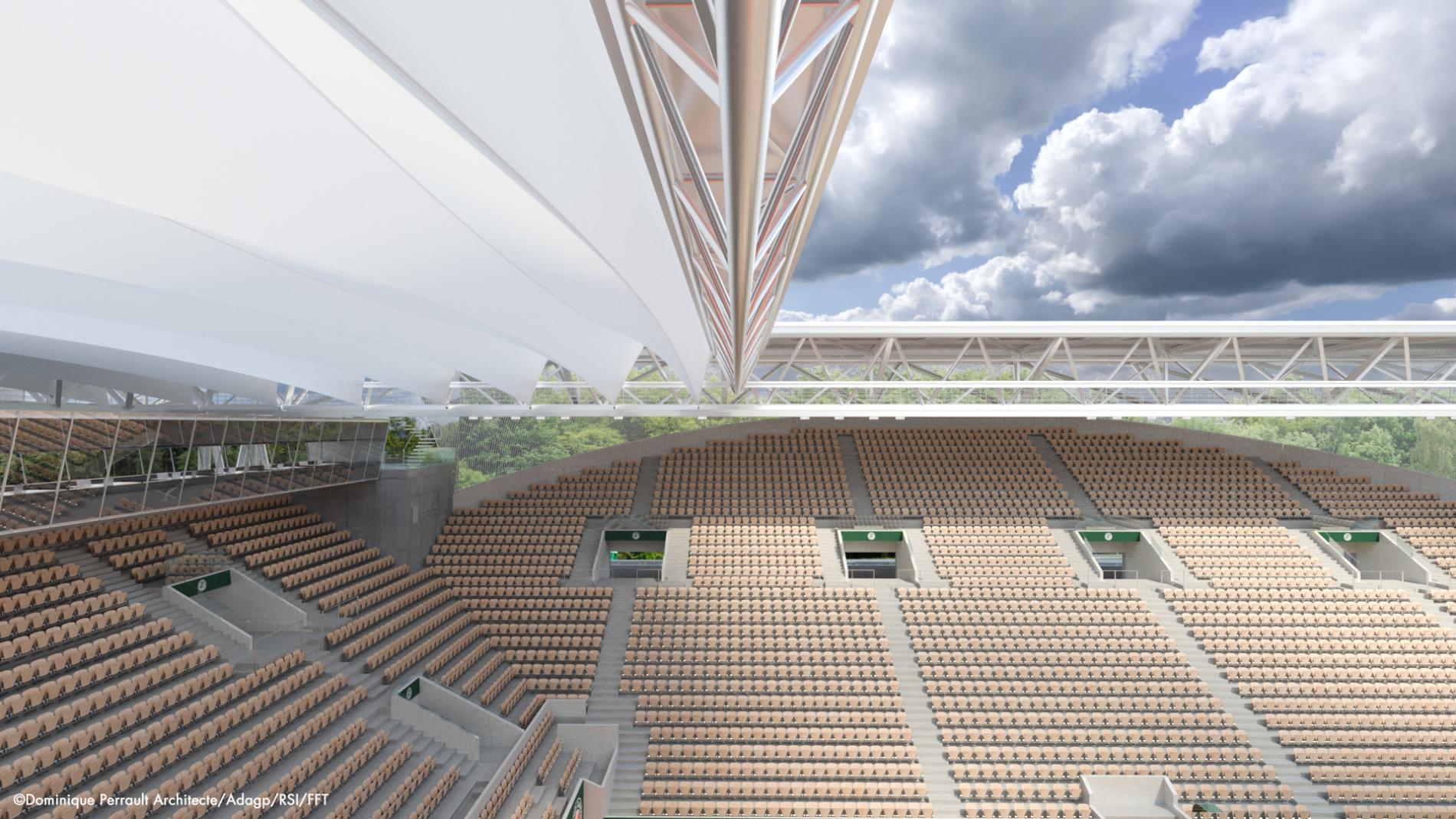Le plissé de Suzanne Lenglen : Projet lauréat pour la couverture du court Suzanne Lenglen à Roland Garros. Le plissé de Suzanne Lenglen / Couverture du court Suzanne Lenglen à Roland Garros.